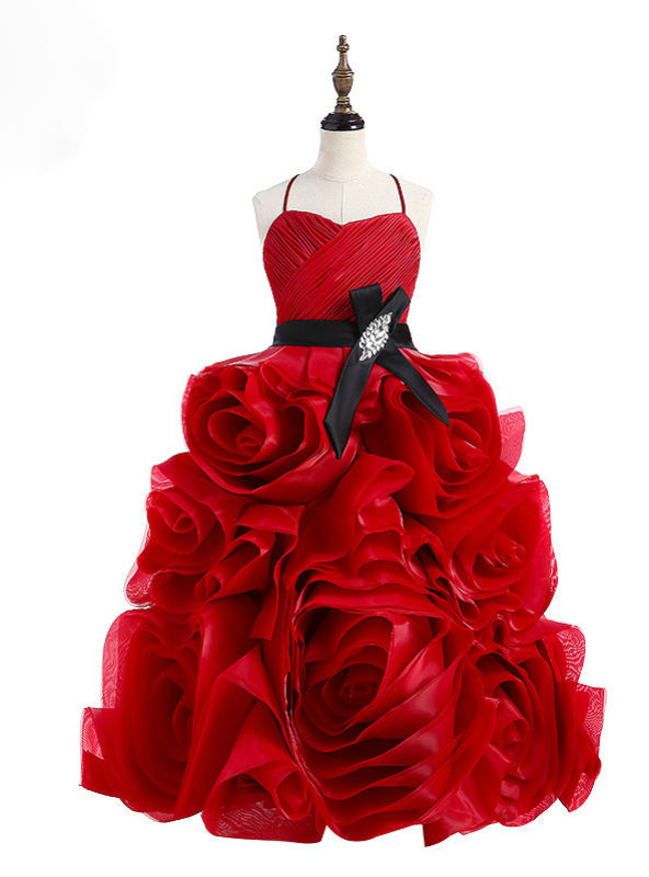 red rose flower girl dresses