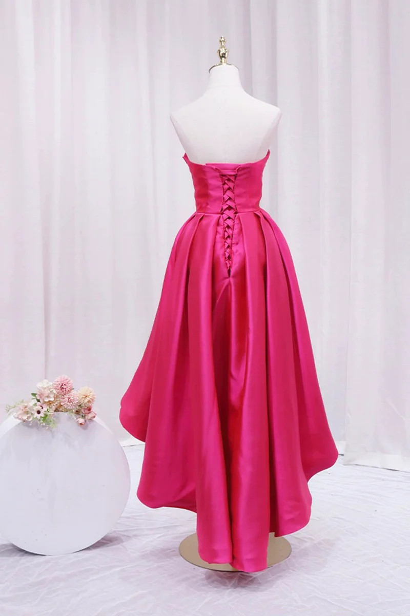 hot pink prom dress strapless Mermaid Hot Pink Prom Dress Strapless Corset Evening Dress with Appliq –  Dreamyannie UK