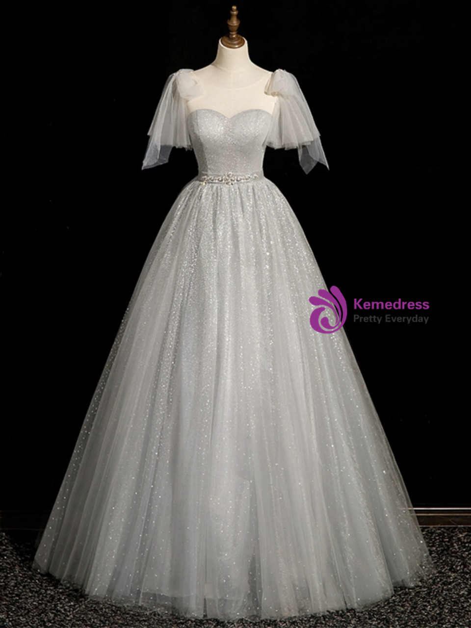 Black Tulle Sequins Beading Quinceanera Dress main image 0