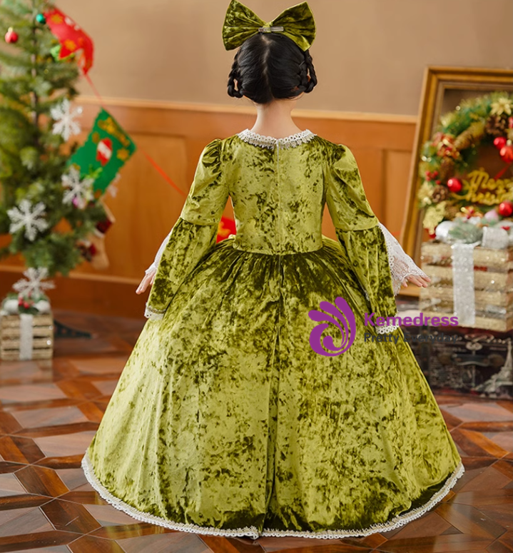 green velvet victorian dress 1910s Edwardian Style Green Velvet Dress, Titanic Era Panne Haloween Gown