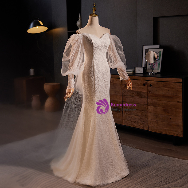 Mermaid Lace Long Sleeve Wedding Dress