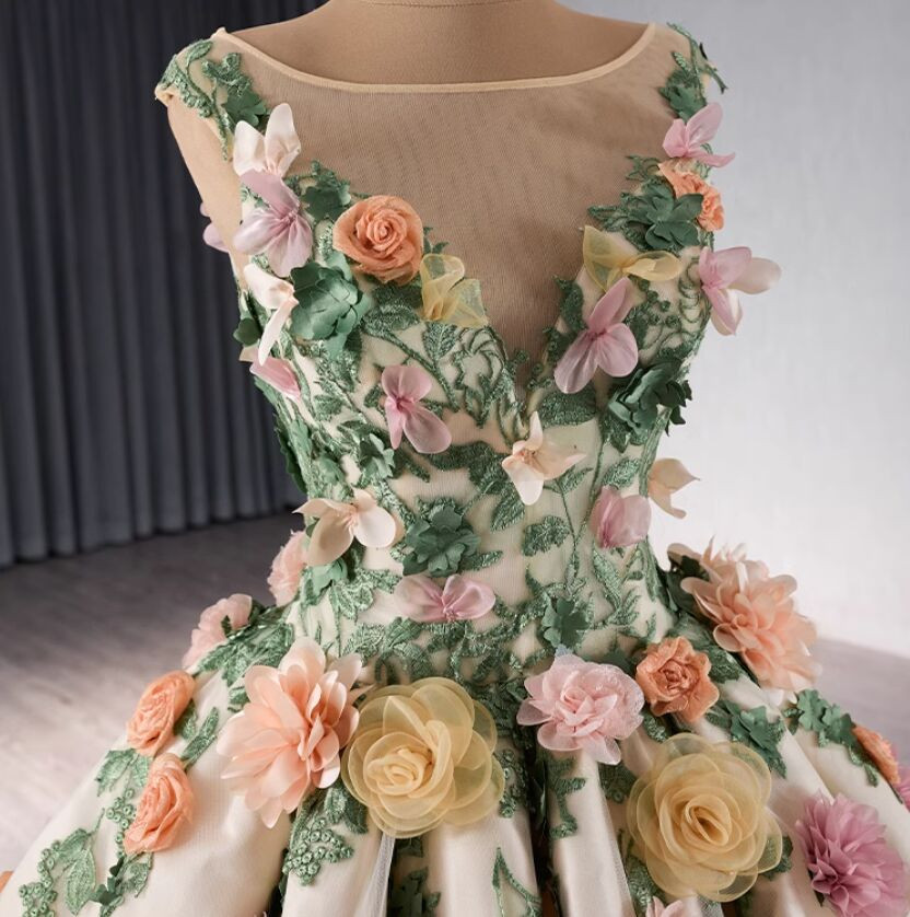 green dress with pink flowers Green Strapless Faille Mini Dress With 3D Flower main image 1