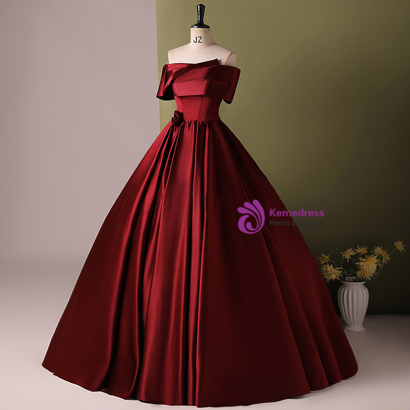 Ball Gown Strapless Burgundy Off The Shoulder Quinceanera Dress