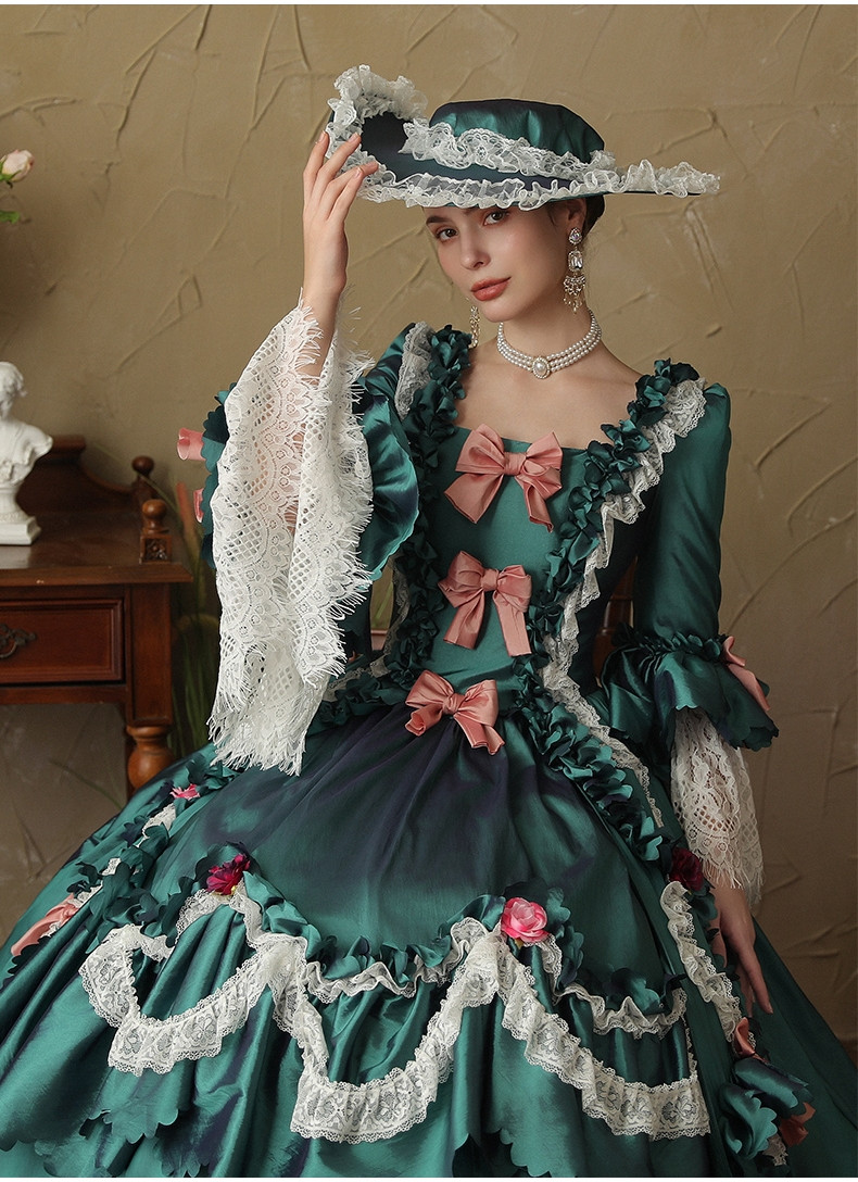 Green Sarin Long Sleeve Flower Antonietta Vintage Dress
