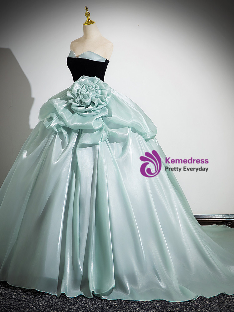 Ball Gown Tulle Strapless Flower Quinceanera Dress main image 1