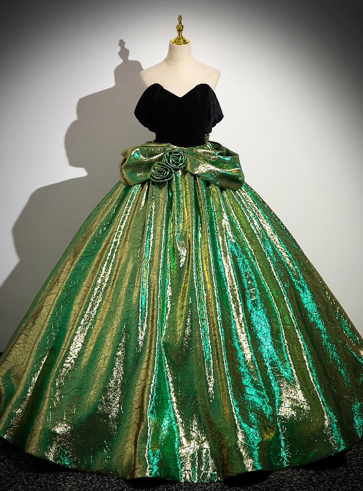 black and green quinceanera dresses Ball Gown Velvet Dress 2026/3/28