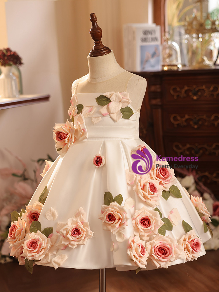 Cute Short Dress with Beautiful Front Rose