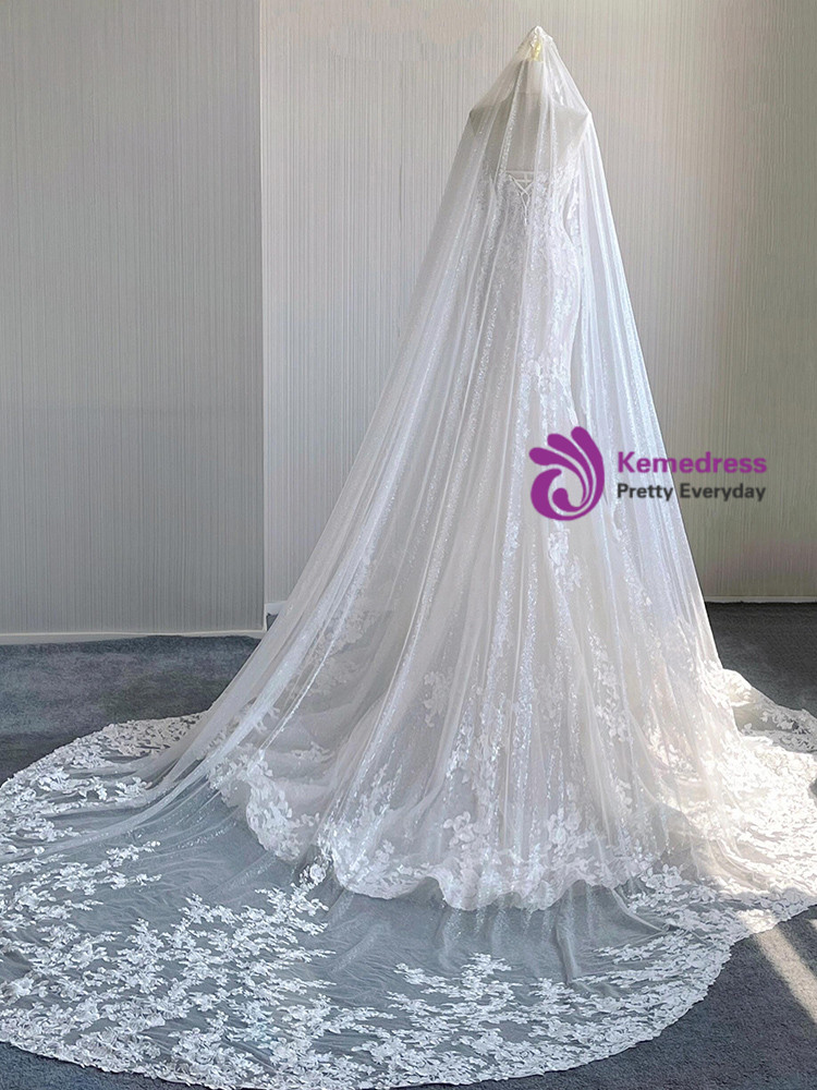 Long Sleeve Maxi Tulle Mermaid Regular Wedding Guest Dress mtc1113