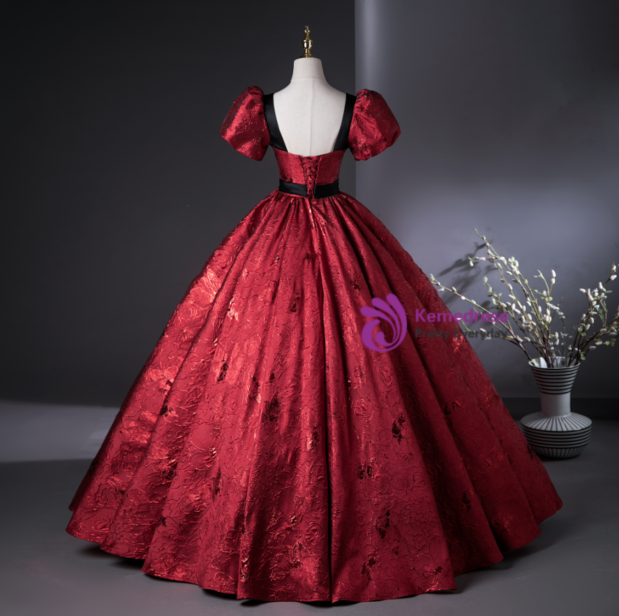 burgundy quinceanera dress with sleeves Ball Gown Quinceanera Dress with Tulle Cape