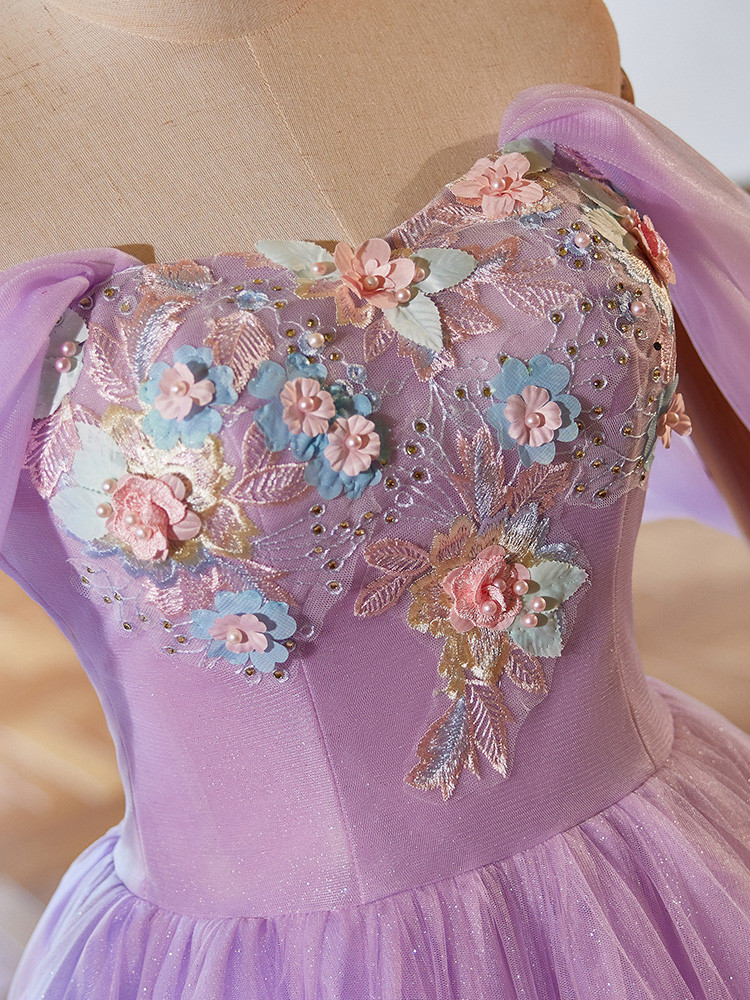 Dusty Sage Off The Shoulder Lace Appliqued Tulle Quinceanera Dress