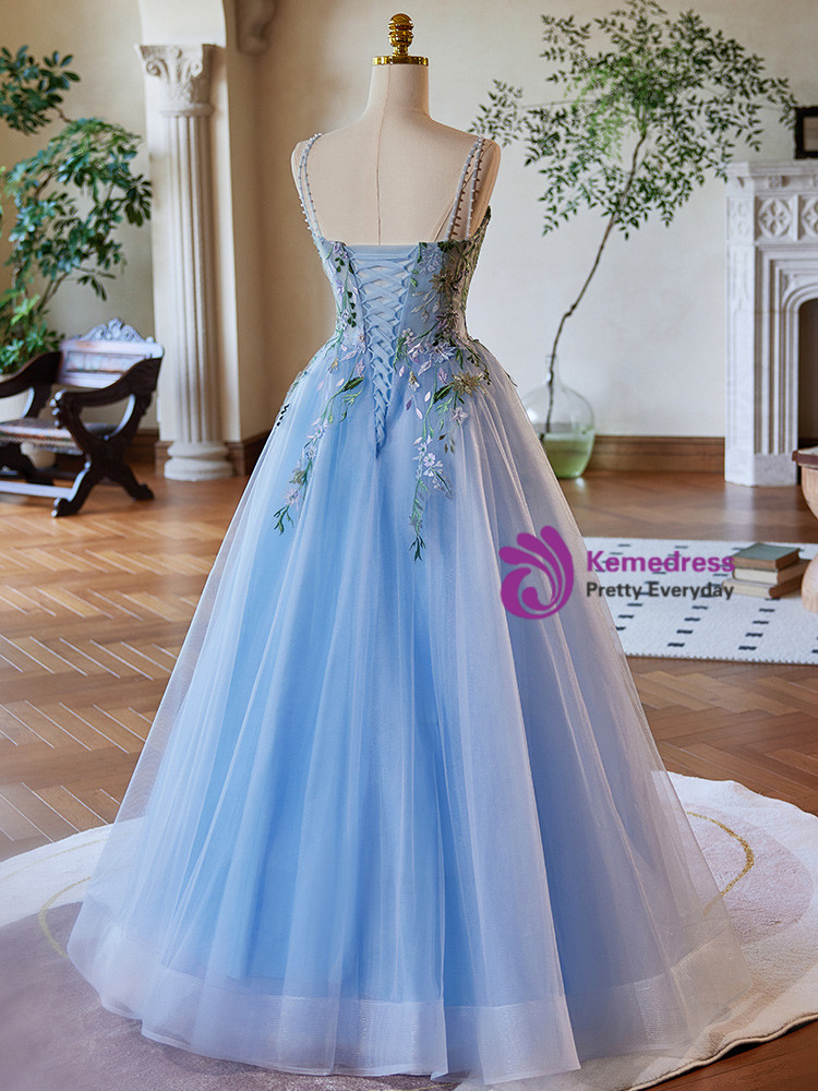 Always Remember Wearing Champagen Ball Gown Tulle Spaghetti Straps Embroidery Quinceanera Dress main image 1