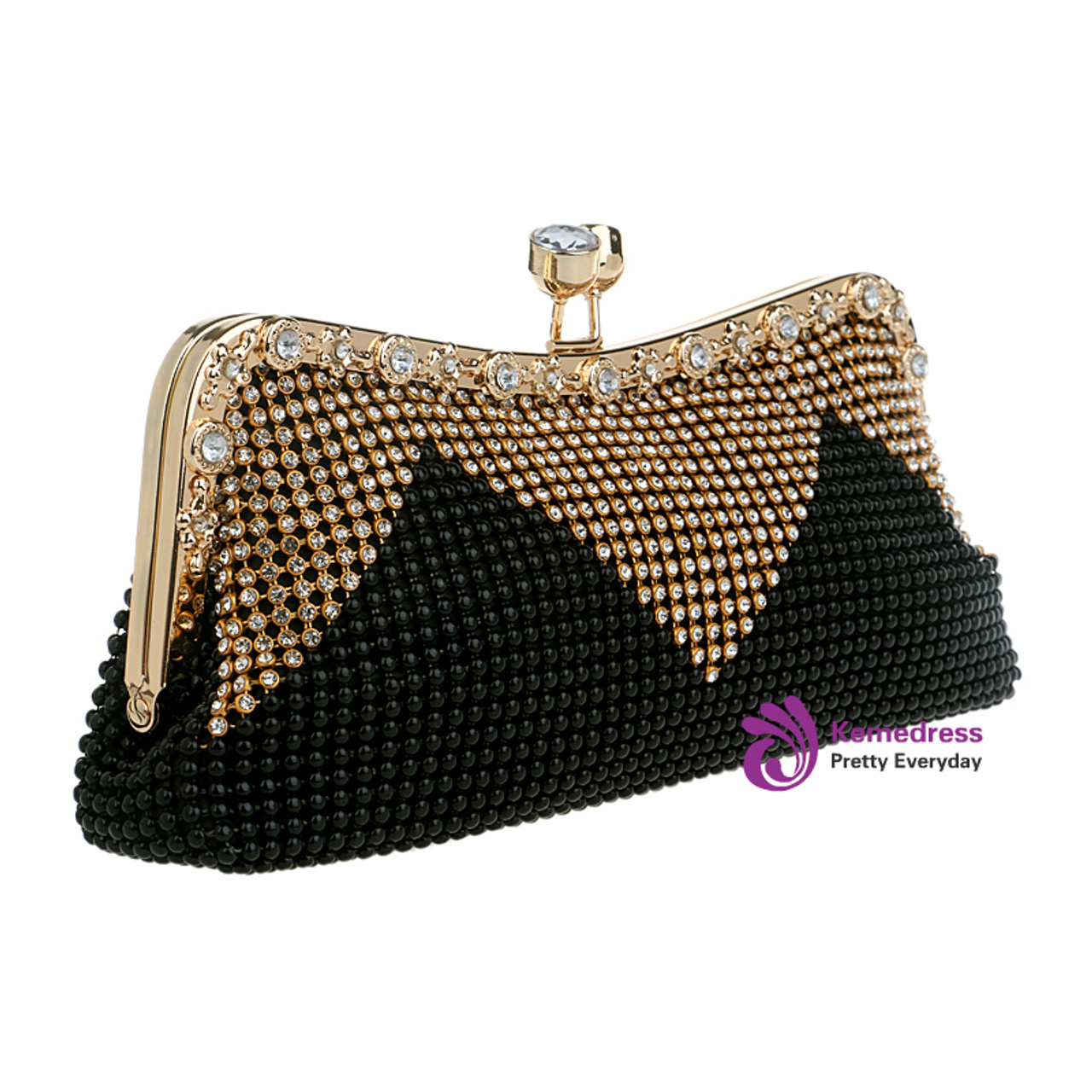 Unique Beaded Evening Clutch Bag, 'Golden Stars Align