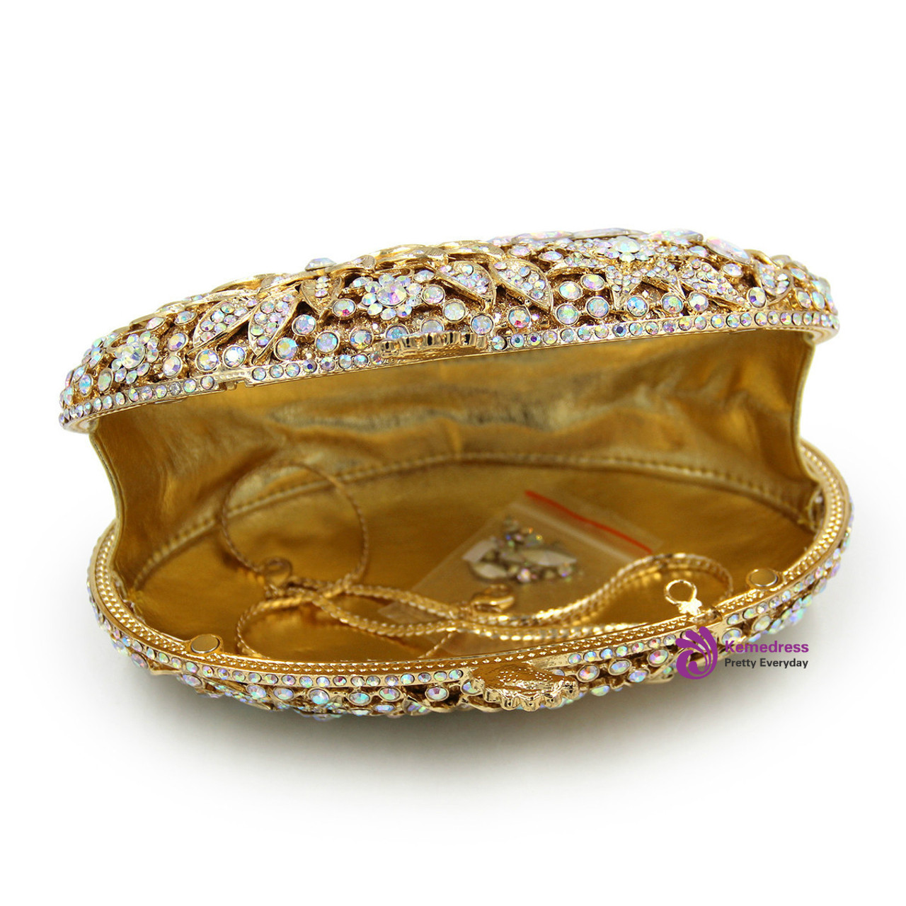 2020 Lady Diamond Golden Evening Clutch Bag Women Wedding Shiny