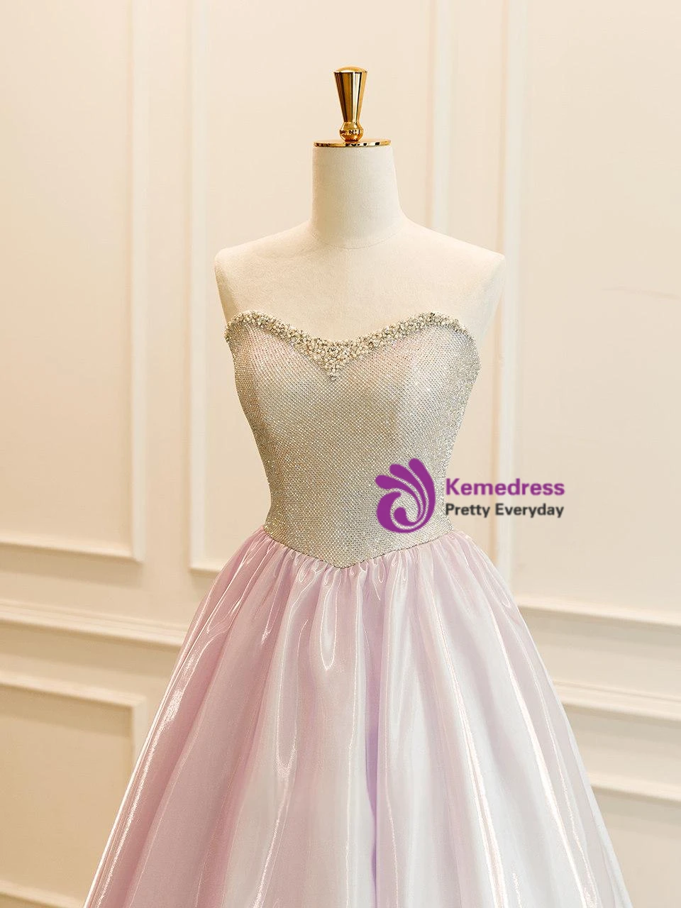 Light purple tulle princess skirt and silver beaded bodice detail