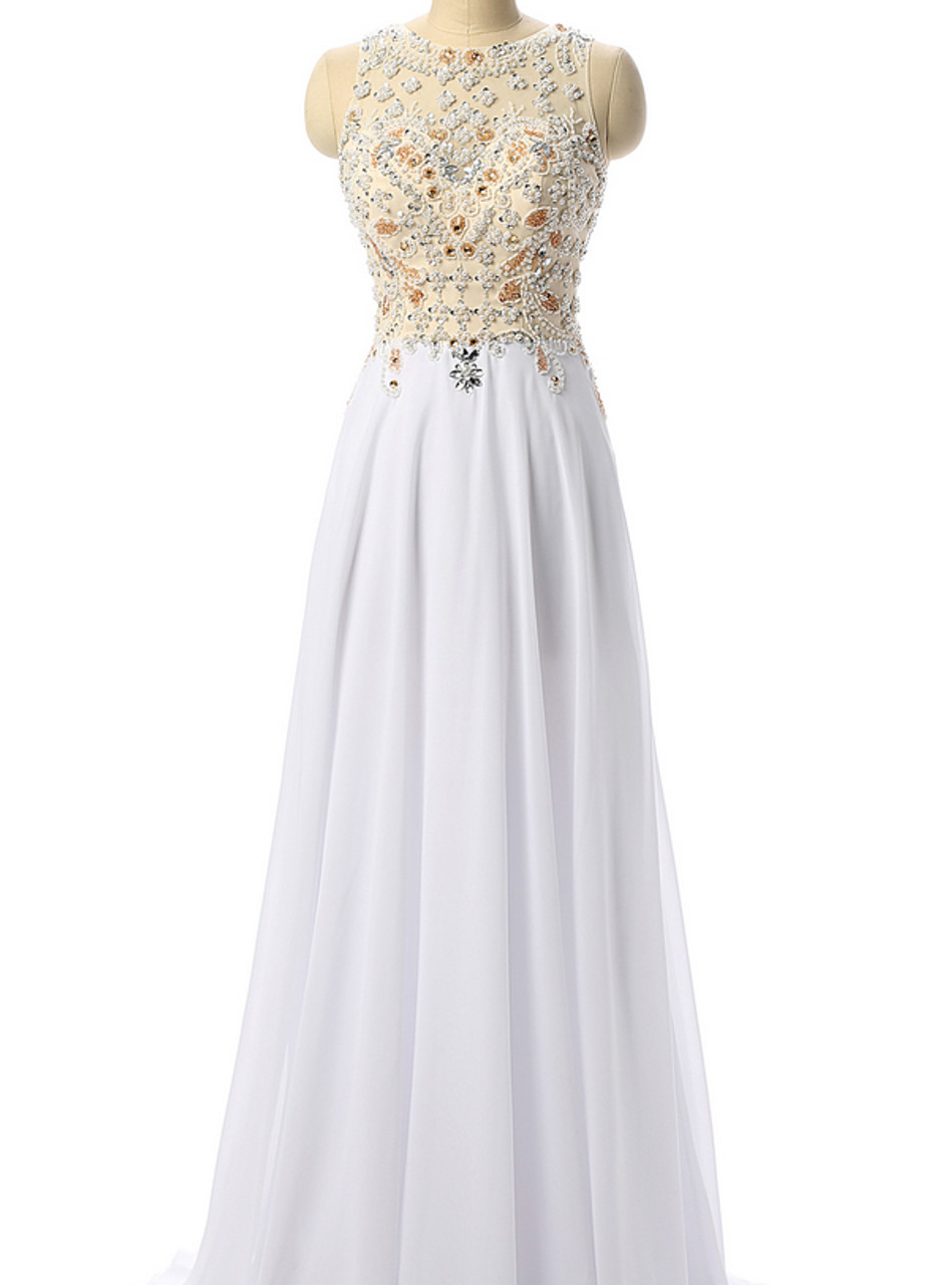 White Beading Prom Dresses Beaded Prom Dress Formal Party Dress Evening ...