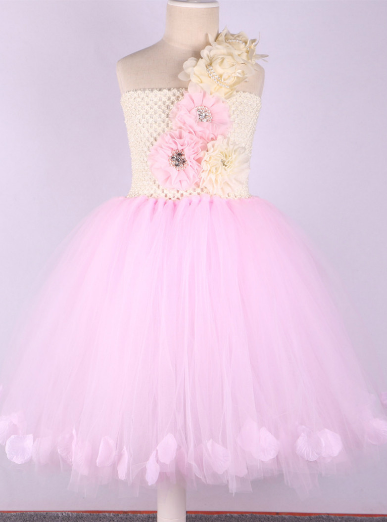 pink princess flower girl dresses