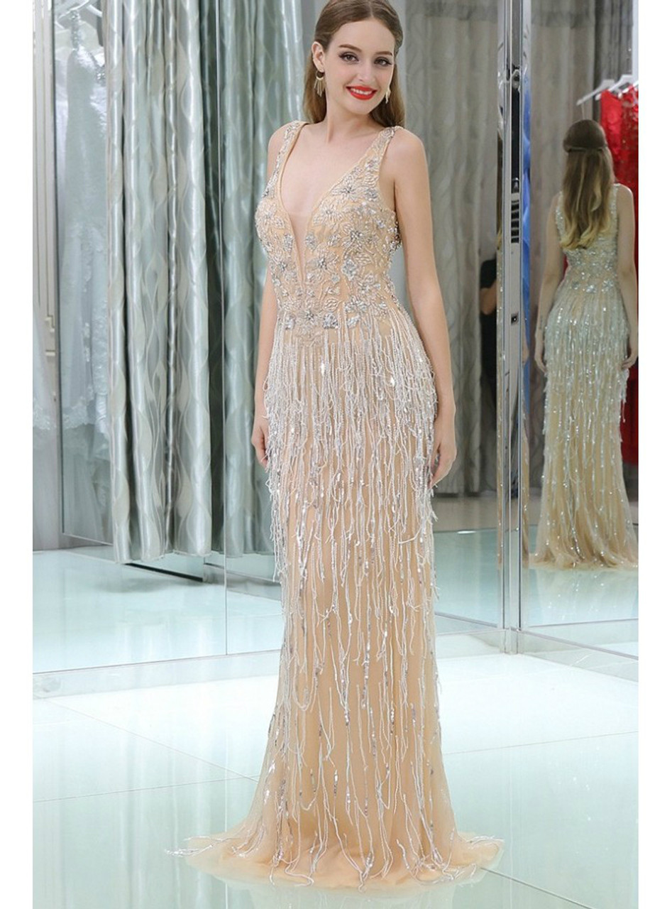 Mermaid Bling Bling Champagne Sequined Long Prom Dress Mermaid Bling Bling Champagne Sequined Long Prom Dress