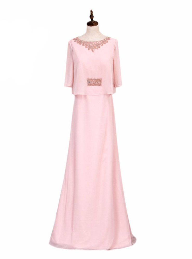 plus size pink mother of the bride dress Pink Mother of The Bride Dresses Short Sleeve Lace Appliques Chiffon Dress for Women vestidos madre