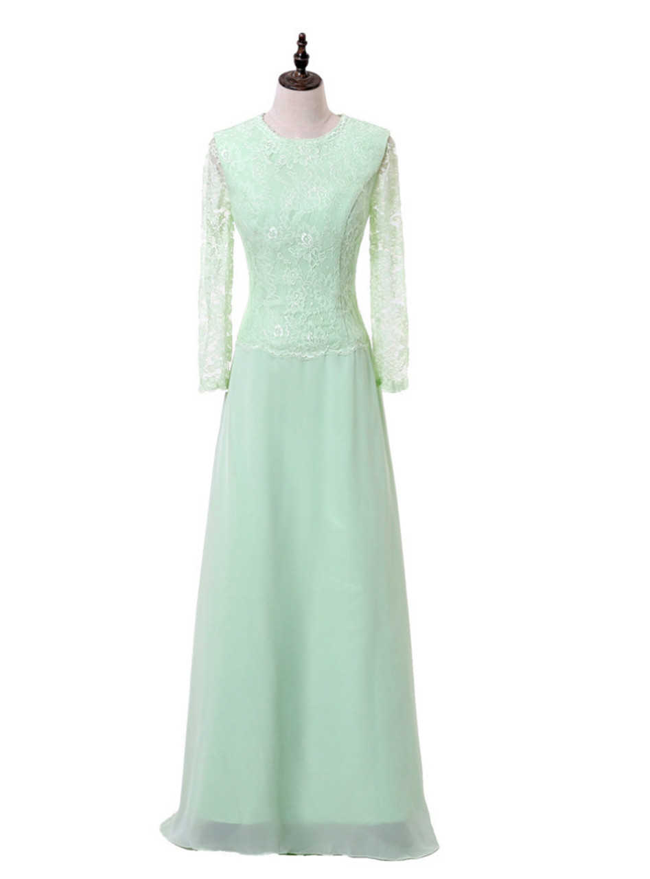 long sleeve mint green dress