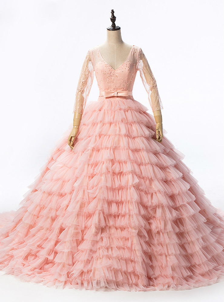 chinese dress ladies Peach Lace Off Shoulder Plunging Long Prom Formal Dress