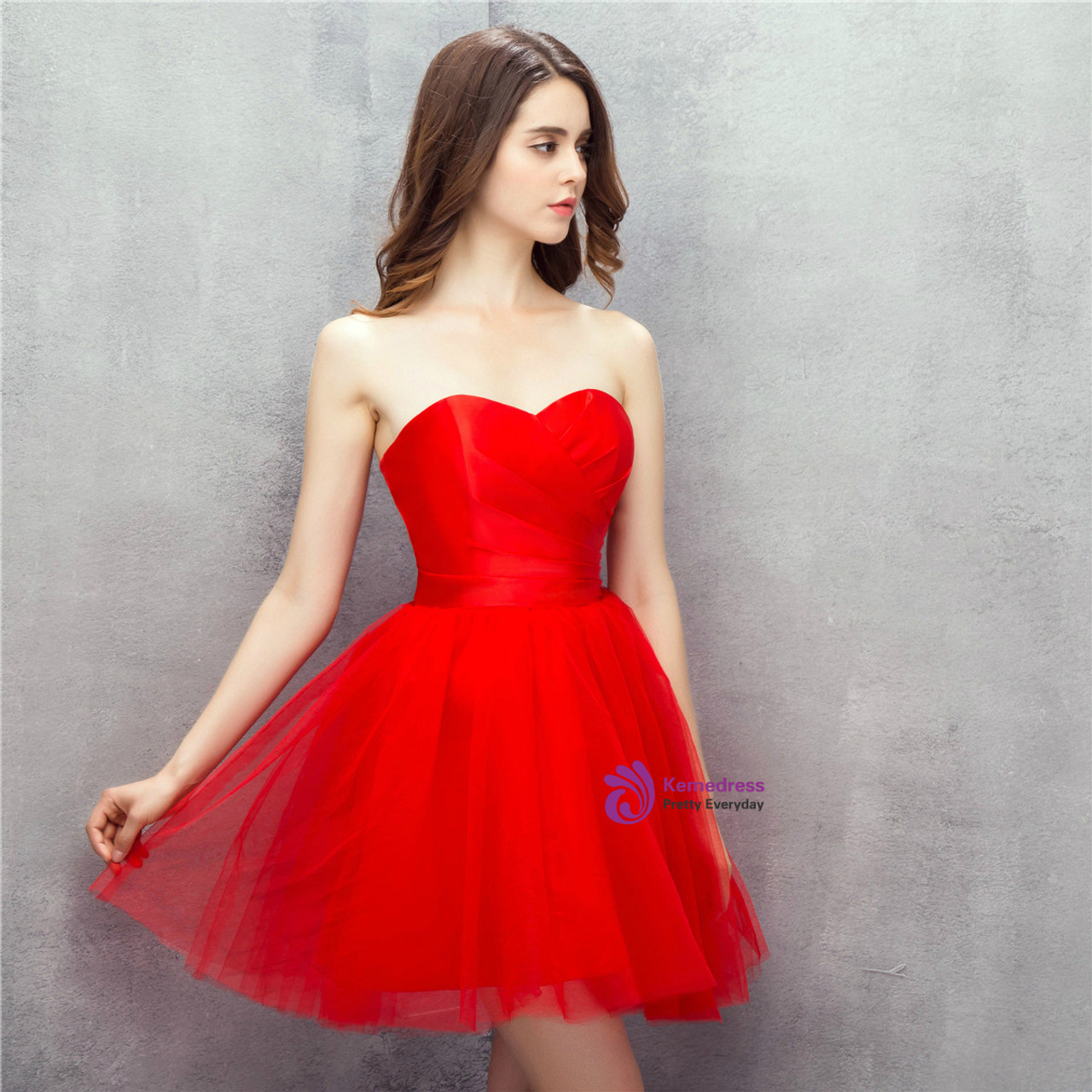 Sexy Red Tulle Sweetheart V-Neck A-Line Mini Dresses/ Homecoming Dress –  SofieBridal