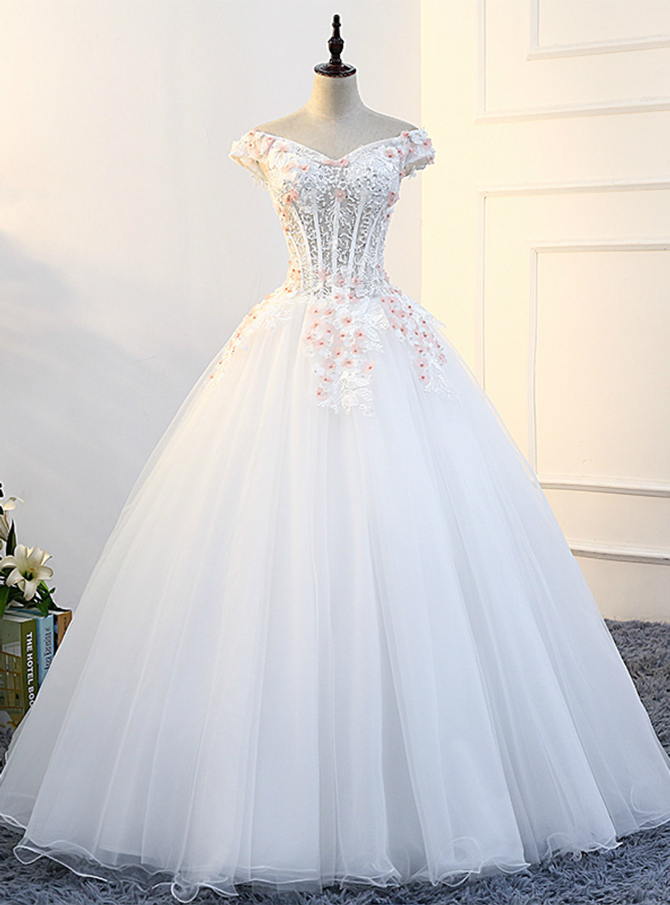 white off the shoulder quinceanera dresses