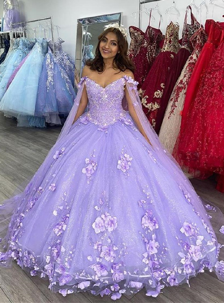 Purple Tulle A Line Purple Prom Dresses 2022 With 3D Flower Print