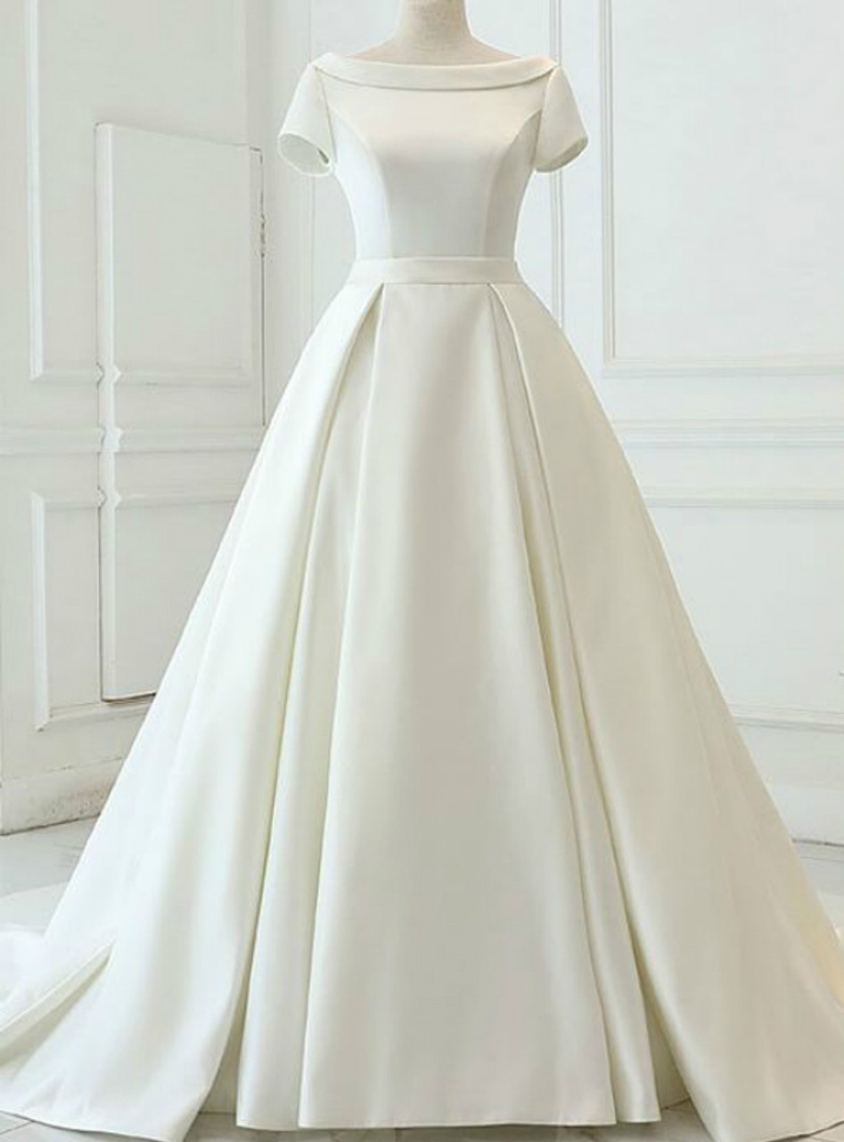 cap sleeve backless wedding dress