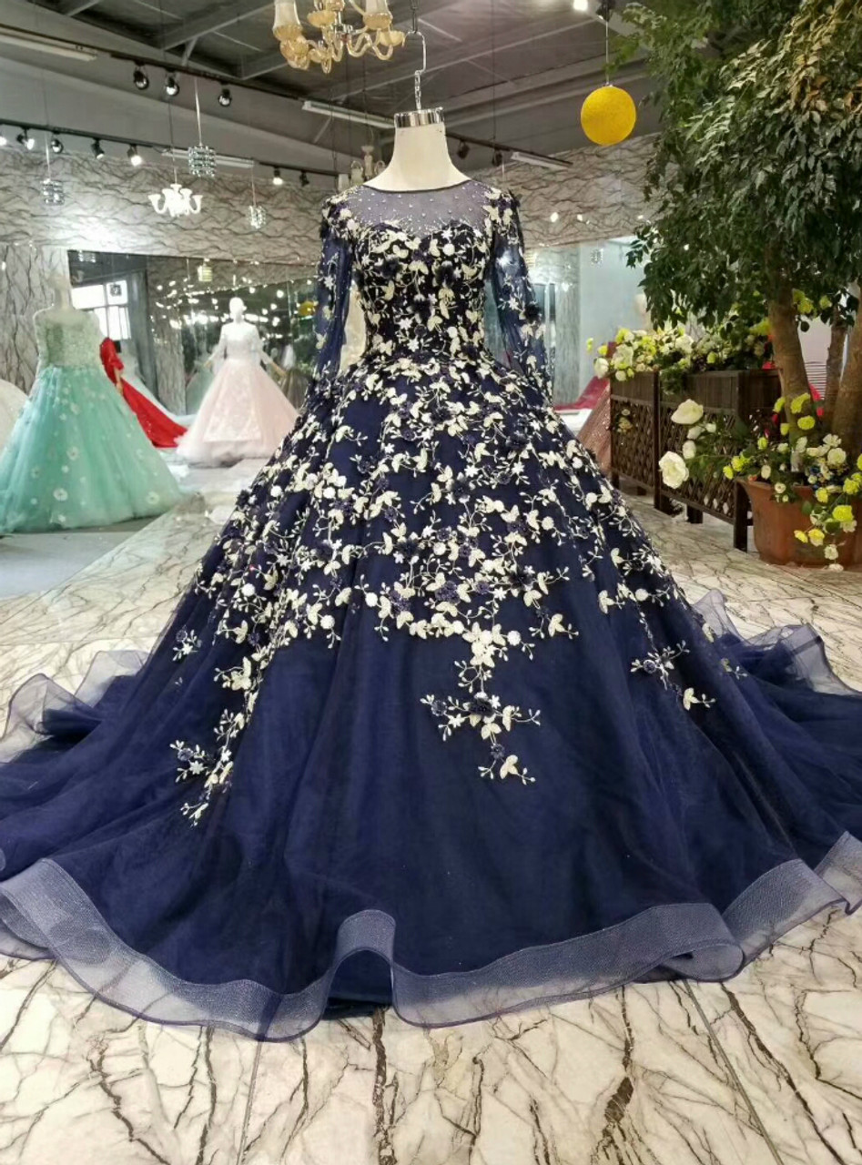 Navy Blue Latest Wedding Gown Dress | Gown for Party Wear