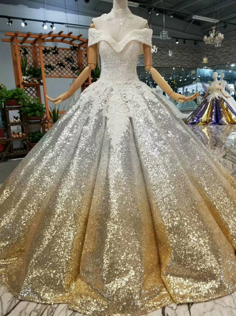 silver gold gown