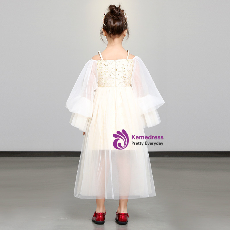 Mist Tulle Spaghetti Straps A-Line Flower Girl Dress main image 1
