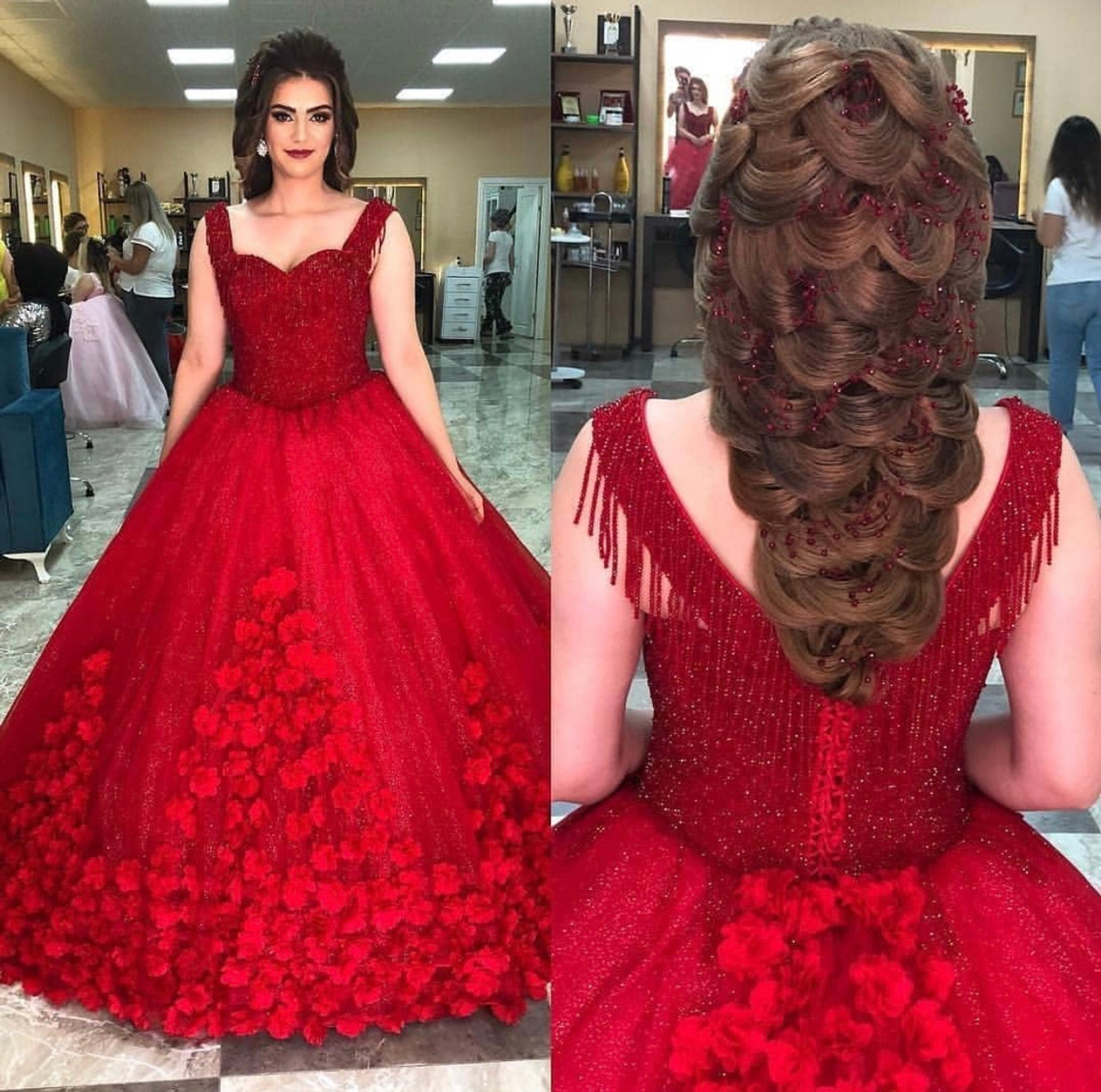 Spd1246,red Prom Dress,applique Evening Dresses,red Evening Dress,satin  Long Prom Dress on Luulla