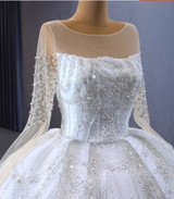 White Tulle Sequins Pearls Beading Wedding Dress main image 0