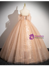 For Your Big Night Gold Ball Gown Tulle Long Sleeve Beading Sequins Quinceanera Dress main image 0