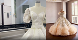 How We Place Appliqués on a Champagne Prom Gown | Kemedress