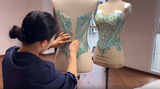 Emerald Green Corset Gown – Hand Beaded & Tailored
