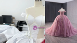 The Atelier Diary of a Pink Satin Wedding Dress
