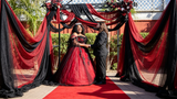 Non-Traditional Bride? Try a Burgundy and Black Wedding Gown