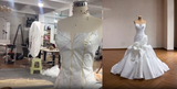 Handmade Matte Satin Wedding Gown | 3D Folds & Structured Skirt Design