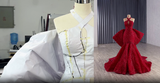 Inside a Custom Red Wedding Dress With a Detachable Butterfly Train