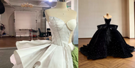 Black Velvet Ball Gown: Structure, Texture and Crystal Detail