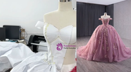 The Atelier Diary of a Pink Satin Wedding Dress