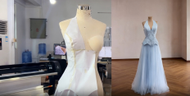 Dusty Blue Gown Diary: Tulle, Satin Panels & Hand-Sewn Fringe