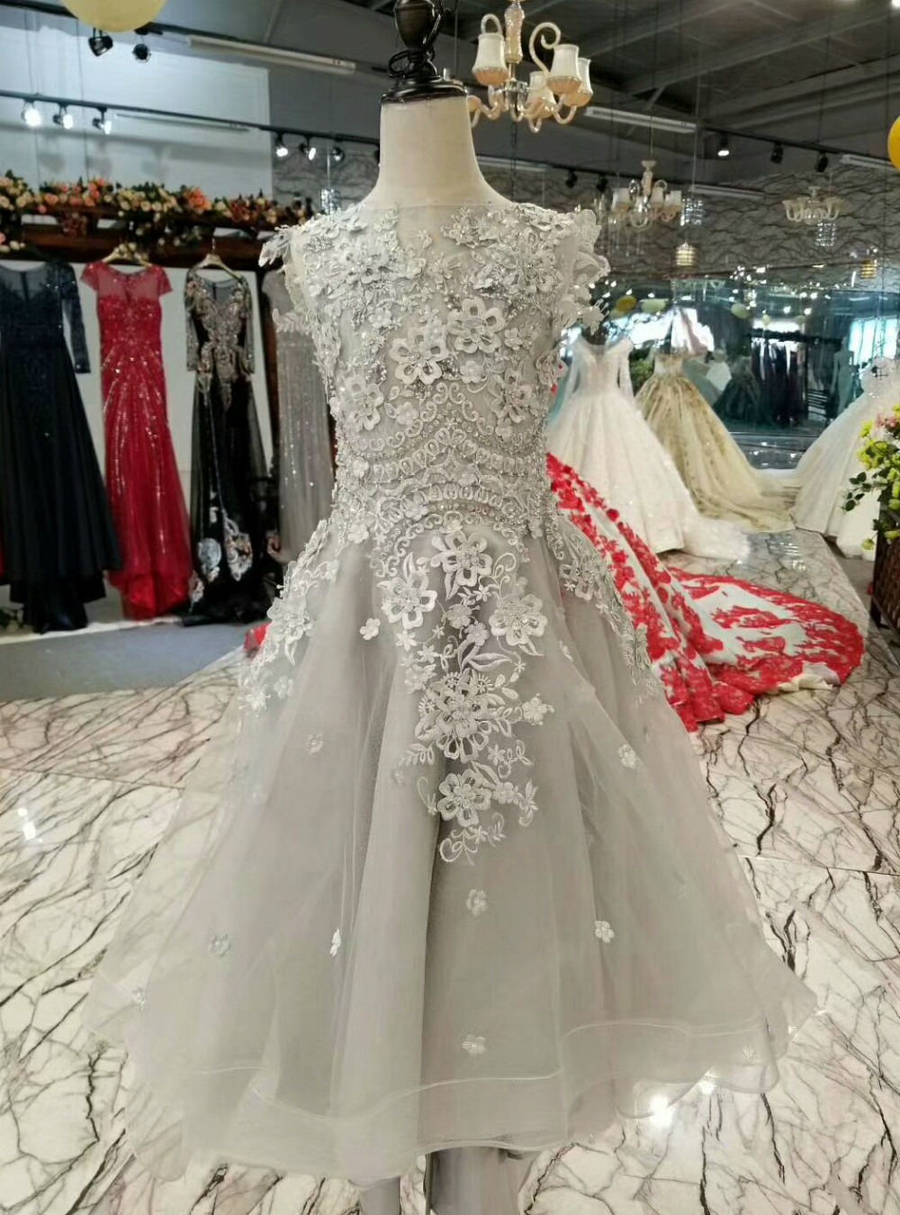 Cute A-line Boho Flower Girl Dress with Bow Sequins and Tulle