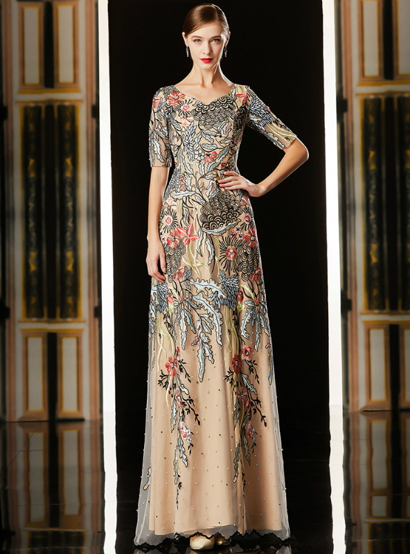 A-Line Tulle Mother of the Bride & Groom Dresses with Floral Bodice & Belt main image 1