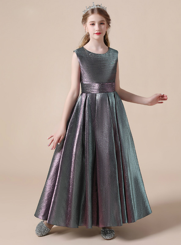A-Line Satin Pleated Flower Girl Dress Tahiti
