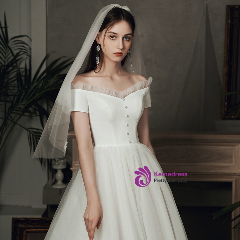 Halter A-Line Ankle Length White Wedding Guest Dresses