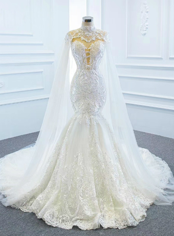 Classic Bridal Gown Sheath Strapless Tulle Long White Wedding Dresses Elegant Bridal Gowns DH745 main image 1