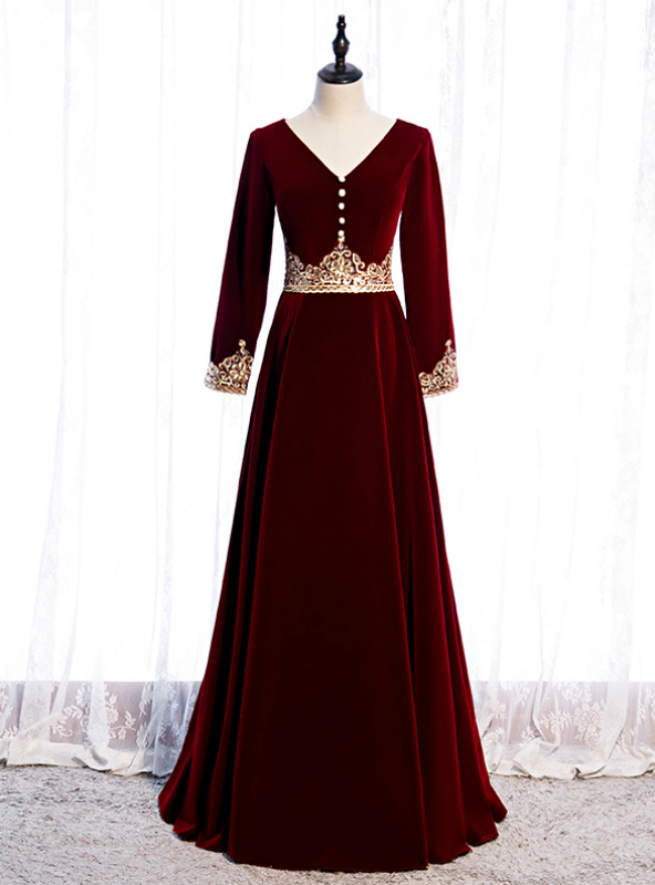 Front-Split High Neck Mermaid Burgundy Lace Appliques Prom Dresses main image 1