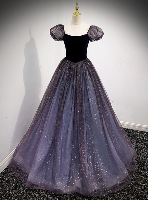 Puff Sleeves Emboridery Champagne Dress